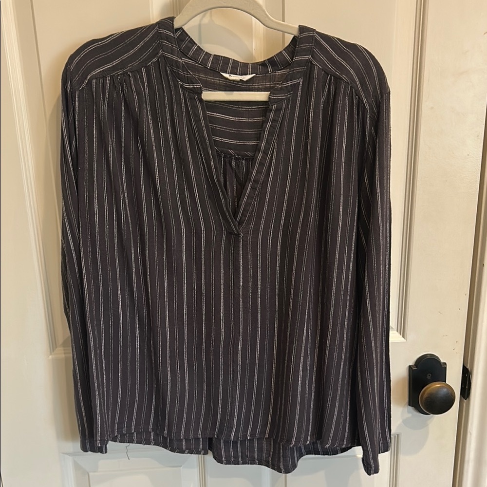 Splendid Charcoal and White Striped Blouse